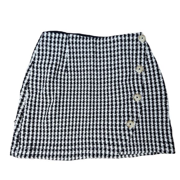 Maeve by Anthropologie Skirt Womens Size 2 Houndstooth Black & White Mini - Picture 1 of 5